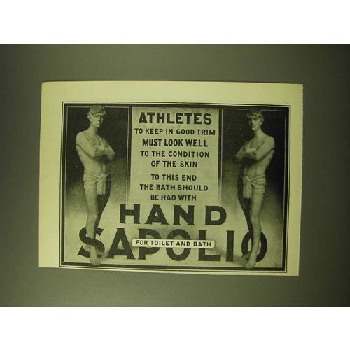 1902 Hand Sapolio Soap Ad - Athletes to keep in good trim must look well