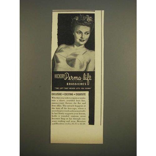 1944 Hickory Perma-Lift Brassieres Ad - Exclusive Exciting Exquisite