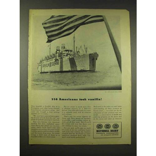 1944 National Dairy Ad - Gripsholm Ship