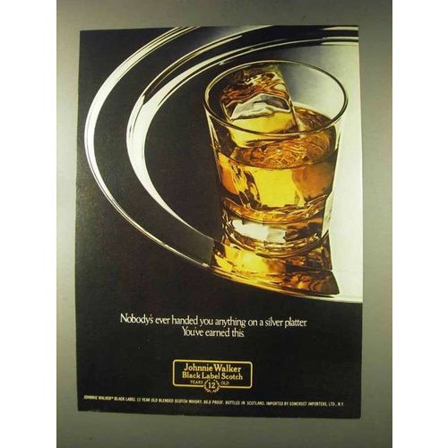 1976 Johnnie Walker Black Label Scotch Ad - Platter