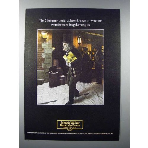 1976 Johnnie Walker Black Scotch Ad - Chrismas Spirit