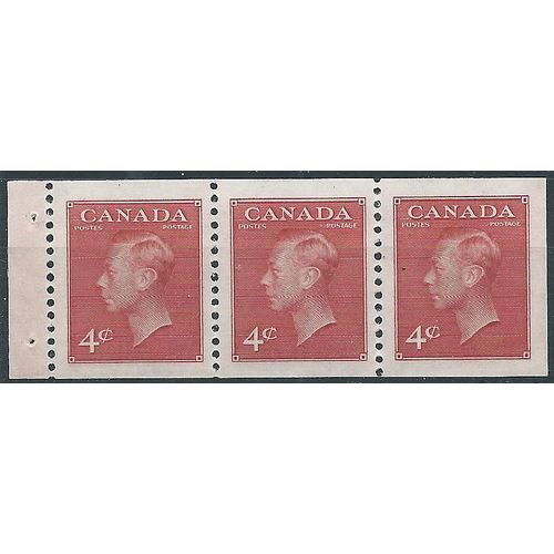 Canada 1950 SG423ba 4c Carmine-Lake Booklet Pane of 3 Mounted Mint . ..
