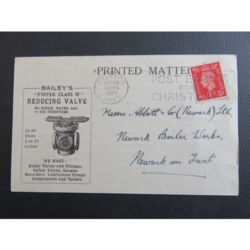 Sir WH Bailey & Co Salford, Messrs Abbott & Co, Newark 1937 Advertising Postcard