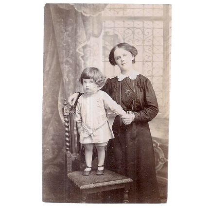 Mother & Son used antique postcard RP 1913 postmark... Vi & little Jimsy