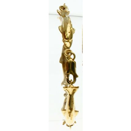 New Real Solid 14 K Yellow Gold Rare Dolphin Bracelet 7 Inch long 11.5 Grams