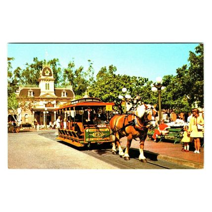 Horse-Drawn Streetcar Disneyland Anaheim CA Vintage Postcard (A2)