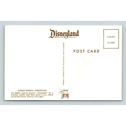 Horse-Drawn Streetcar Disneyland Anaheim CA Vintage Postcard (A2)