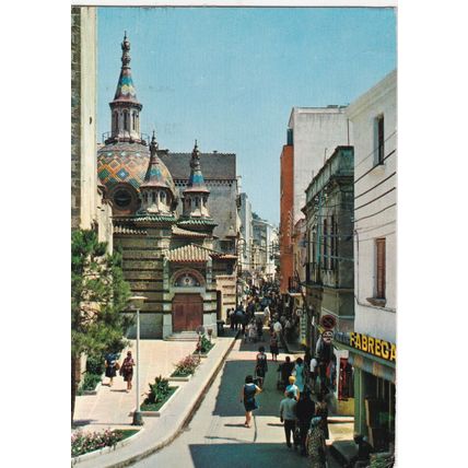 Lloret De Mar Calle e Iglesia Spain Postcard 1974 used VGC