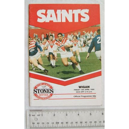 1990 programme St. Helens v. Wigan 13/4