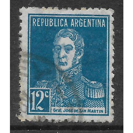 ARGENTINA REP 1923 12c BLUE SAN MARTIN SG 520 FINE USED#