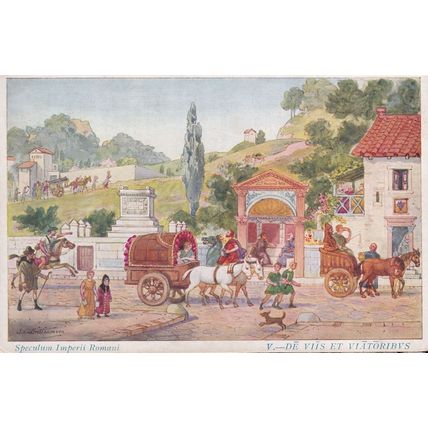 Roman Horse Transport Card Postcard Old Italian Latin School Card