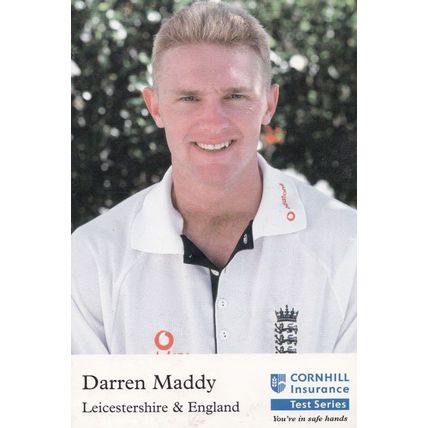 Darren Maddy Leicestershire Cricketer Cricket Cornhill Insurance Card Photo
