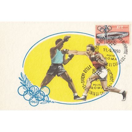 Boxing Olympic Games Postcard Vintage 1960 First Day Cover