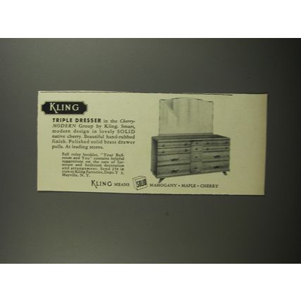 1953 Kling Cherry Modern Triple Dresser Advertisement