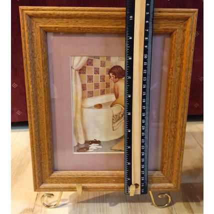 Framed & Matted Kimberly Enterprises, Inc. Vintage Tile Artwork Girl in Bathroom