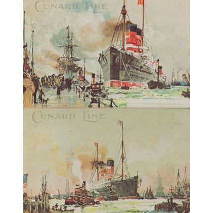 Cunard Line Ferry Landing Stage Liverpool 2x USA Ship Postcard s