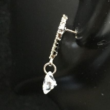 Earrings Heart Shaped CZ with Crystal Dangle #436 USA Seller