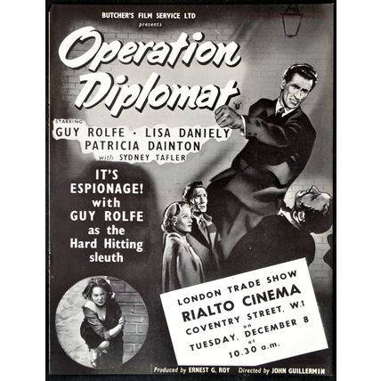 OPERATION DIPLOMAT 1953 Guy Rolfe, Lisa Daniely, Patricia Dainton TRADE ADVERT