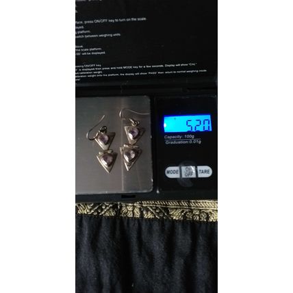 Antique Vintage Edwardian Natural Amethyst 925 Silver Earrings - 5.20 grams.