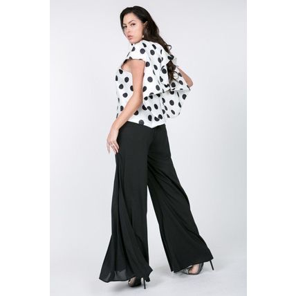Cascade Ruffle Detail Polka Dot Print Top