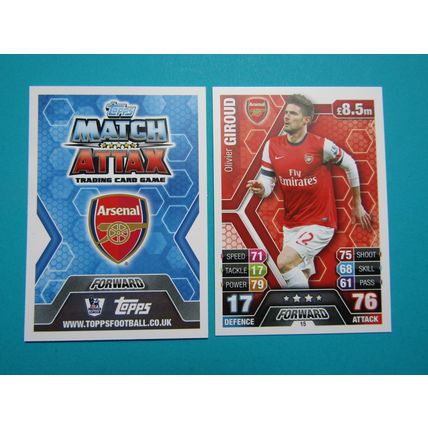 15. Olivier Giroud - Arsenal - Match Attax 2013/14 Football Card EF1
