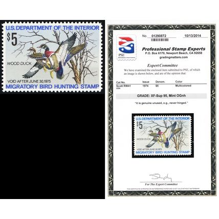 RW41, Mint XF NH $5 Duck Stamp PSE Graded 95 - SMQ $80 * Stuart Katz