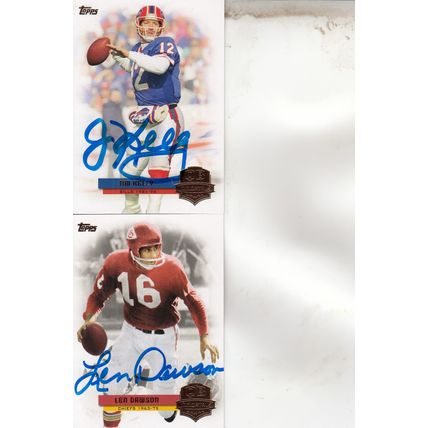 JIM KELLY & LEN DAWSON AUTO 2012 BILLS & CHIEFS HALL OF FAME SB CHAMPION QB'S