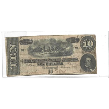 1864 Confederate $10.00 VF/XF