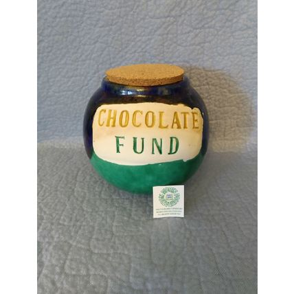 CHOCOLATE FUND CERAMIC JAR witih CORK LID