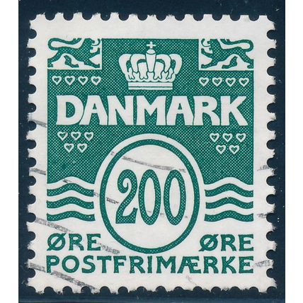 Denmark AFA 1447/Scott 1341, 200ø green Wavy Lines new Type, F-VF used stamp