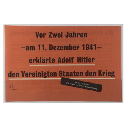 Original WW2 American Air Drop Leaflet. - Code USG.18. - 1943. - Scarce.