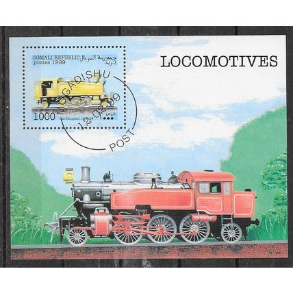 Somalia 1999 TRAIN LES LOCOMOTIVES A VAPEUR BLOC OBLITERE ( USED )
