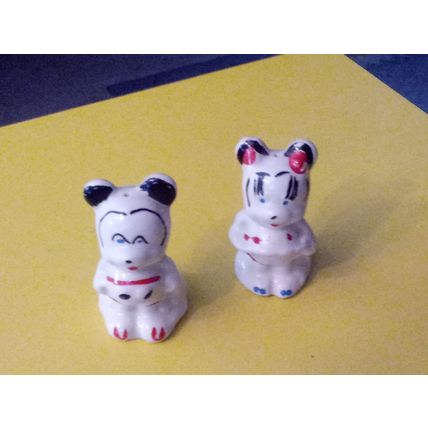 Old Vintage Walt Disney Mickey & Minnie Salt & Pepper Shakers 1940/50s