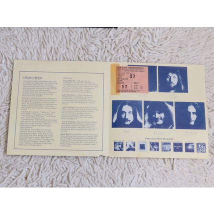 URIAH HEEP, RETURN TO FANTASY GATEFOLD VINYL LP. WITH TOUR SLIP AND TICKET .