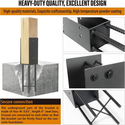 1 Pack Heavy Duty Stainless Steels U-Shape 4"X4"(Actual 3.5"X3.5") Wet Concrete