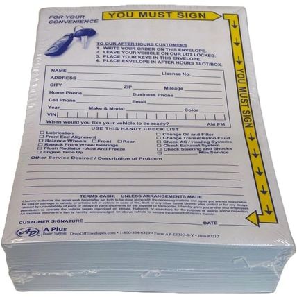 Key Drop off Envelope - EBNO-1-Y - 500 Qty. (W1)