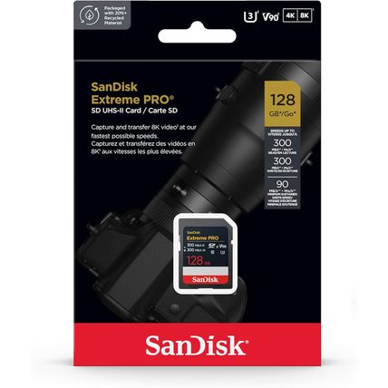 Sandisk 128GB Extreme PRO SDXC UHS-II Memory Card - up to 300Mb/S Read and Write