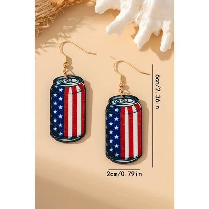 Fiery Red Flag Drink Can Pendant Hook Earrings