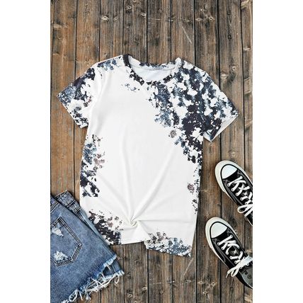 Gray Western Fashion Dyed Bleached T Shirt