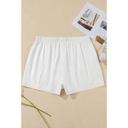 White Bow Decor Pockets Plus Size Shorts