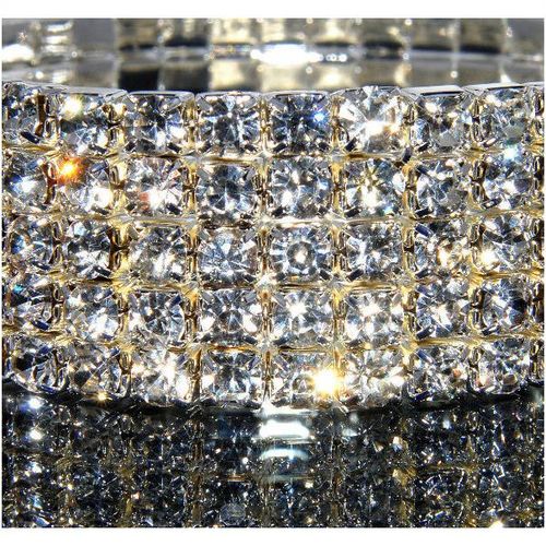 5 Row Wedding Party Clear Rhinestone Stretch Bangle Bracelet Jewellery Bling 257