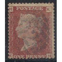 1858 SG43 1d Red Plate 86 Good/Fine Used Check Letters "KH".