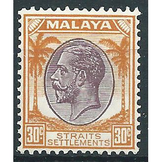 Straits Settlements 1936 SG269 30c Dull Purple & Orange Mounted Mint .. ..