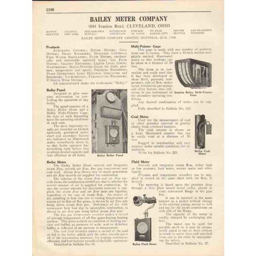 bailey meter company 1931 coal fluid boiler gas vintage catalog