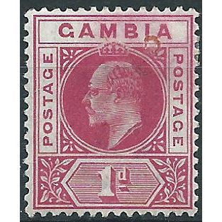 Gambia 1902 SG46 1d Carmine Wmk Crown CA Mounted Mint . . ..