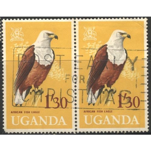 Uganda 1965 - SG122 - 1s.30 brown/black/yellow - African Fish Eagle x 2 - used