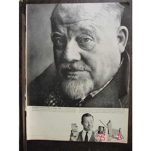 POLAROID LAND CAMERA 1958 Burl Ives vintage ad