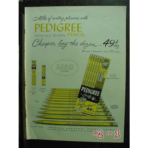 PEDIGREE PENCIL 1958 Empire sharpener vintage ad