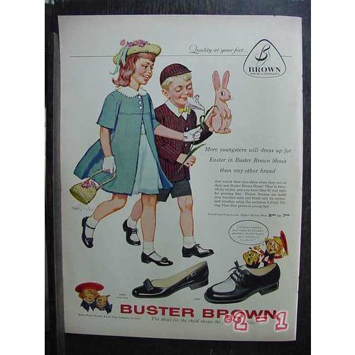 BUSTER BROWN 1958 childrens Easter shoes vintage ad