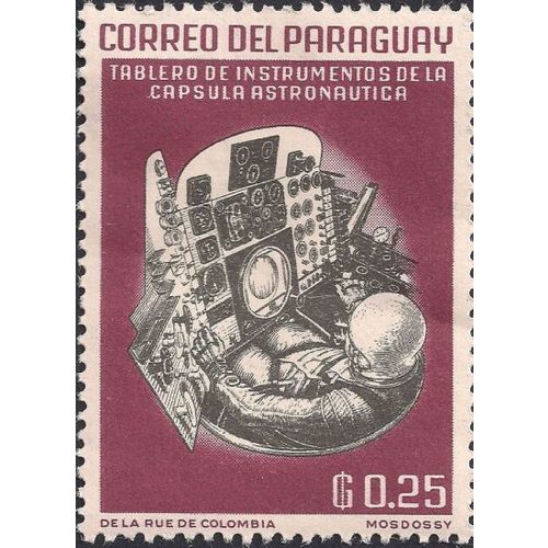 PARAGUAY, SPACE, Walter M. Schirra spacecapsule, maroon 1963, G.0.25